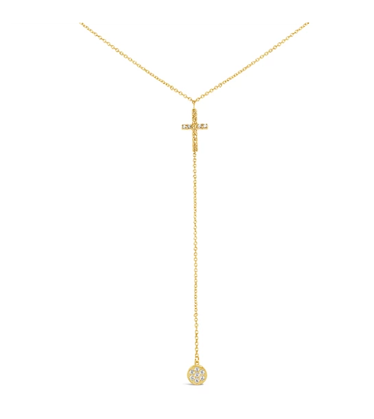 Long Cross gold necklace