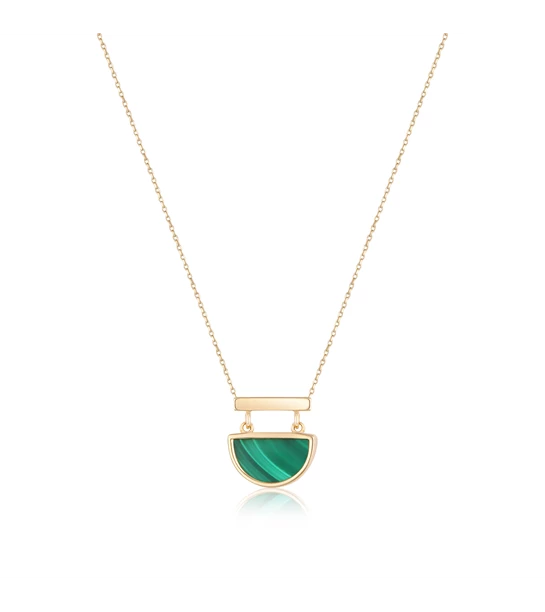 Half Moon Green gold necklace