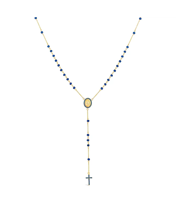 Angelic Blue Rosary zlatna ogrlica krunica