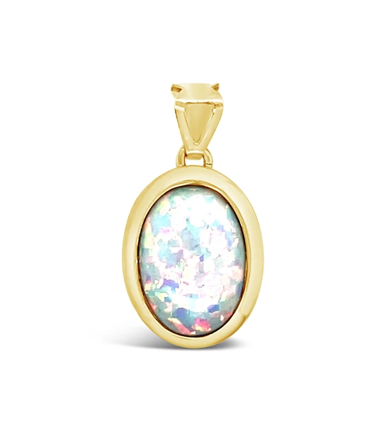 Opal Elipse Maxi gold pendant