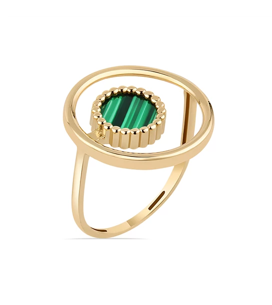 Moon Green zlatni prsten s malahitom