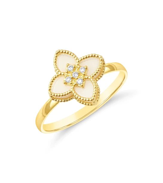 White Flower zlatni prsten sa sedefom