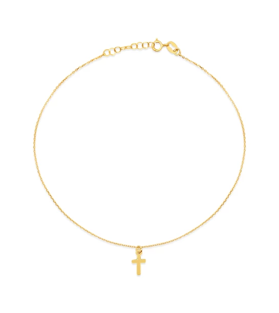 Simple Cross gold anklet