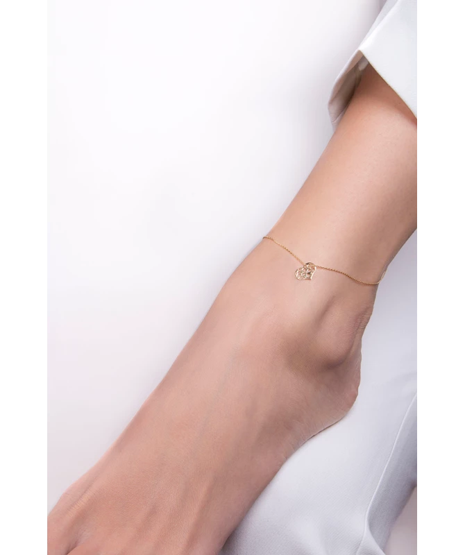 Heart Lace gold anklet