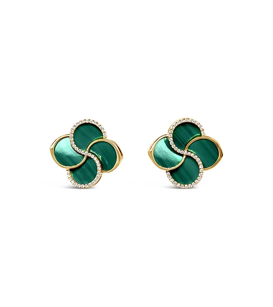 Green Clovers diamond gold earrings