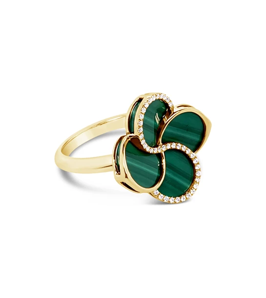 Green Clover diamond gold ring