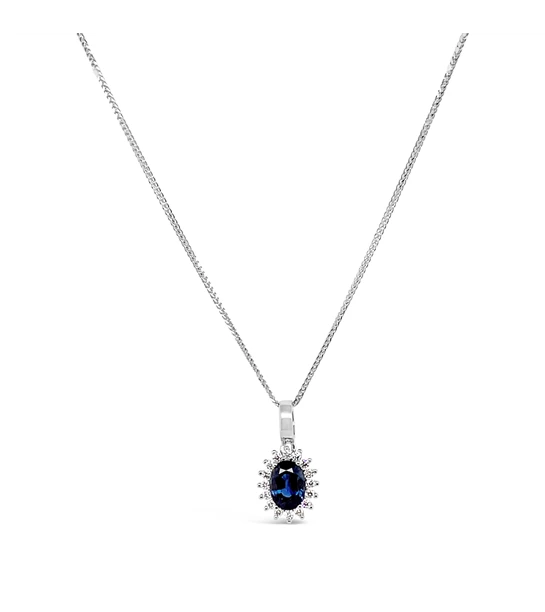 Sapphire diamond gold necklace